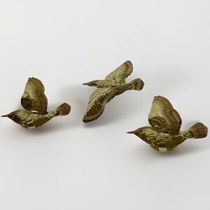 MCM Metal Wall Decor Birds In‎ Flight Set Of 3 Homco Gold Brass Lightweight